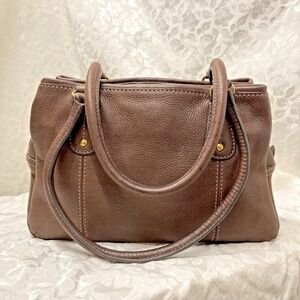Fossil Dark Brown Leather Handbag, 3 Pockets, Excellent Condition
